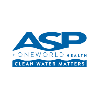 ASP + ONEWORLD HEALTH Clean water Matters logo.